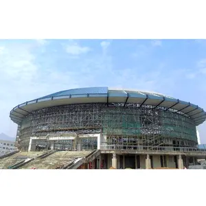 Prefabricated steel structure stadium roof truss design space frame application in gymnasium