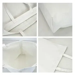 Tote Bag <span class=keywords><strong>in</strong></span> tela di <span class=keywords><strong>cotone</strong></span> bianco bianco di alta qualità con Logo stampato personalizzato - Product Image 4