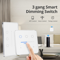 Interrupteur intelligent Zemismart Zigbee compatible Tuya Smart, 3 gangs, télécommande, contrôle de la luminosité en pourcentage, normes US/EU