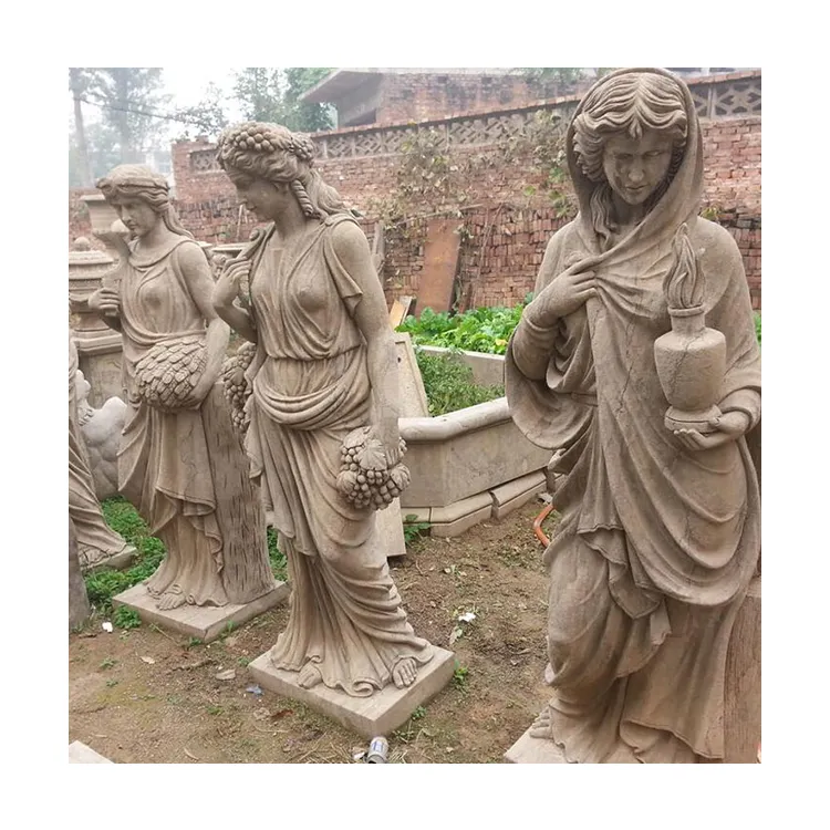 Statues de gds en marbre, 4 saisons, pour le jardin, belle Sculpture grecque Antique