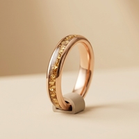 Bague pour femme en tungstène or rose 4 mm Gentdes Jewelry avec incrustation de verre allemand écrasé pour mariage