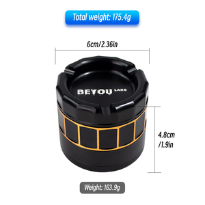 เครื่องบดสมุนไพรแห้ง BEYOU LABS ทำจากอลูมิเนียมอัลลอยด์ 4 ชั้น แบบกลม บดด้วยมือ สำหรับอุปกรณ์สูบบุหรี่ - Product Image 3