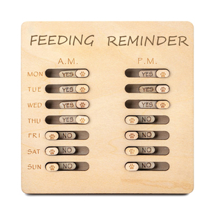 Recordatorio de Alimentación para Perros, Tabla de Indicación Diaria <span class=keywords><strong>AM</strong></span>/<span class=keywords><strong>PM</strong></span> de Madera, Recordatorio de Alimentación para Mascotas - Product Image 3