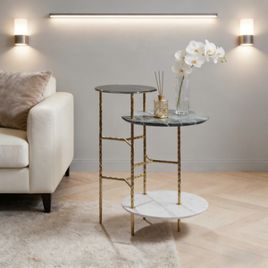 Mesa <span class=keywords><strong>Consola</strong></span> Moderna de Mármol con Soporte Metálico, Duradera, Ecológica, Estable, Fácil de Limpiar, Mueble para Sala de Estar - Product Image 3