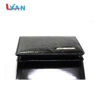 Dompet Kartu Bisnis Klasik Pria LIYAN Kualitas Unggul Kulit Asli Hitam Penutup Kancing Multifungsi 3 in 1