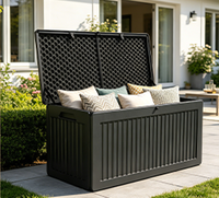 Boîte de rangement rectangulaire en PP moulé par injection pour extérieur, capacité 71 gallons, étanche, durable, ouverture latérale, pour utilisation intérieure et jardins