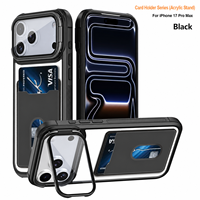Coque de téléphone antichoc avec support d'appareil photo et porte-cartes doux au toucher, vente en gros, pour iPhone 18 17 16 15 Pro Max