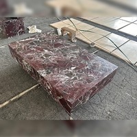 Table basse en marbre Rosso Levanto, bloc massif, pierre naturelle veinée rouge, table centrale pour salon de luxe, taille personnalisée