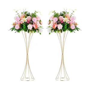 Centro de Mesa Geométrico Floral de Metal Dorado Moderno, Ecológico y Duradero, Decoración para Mesa de Bodas, Eventos y Fiestas - Product Image 5