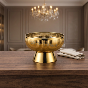 Frutero belga de aluminio dorado, tazón decorativo redondo de metal, centro de mesa para la cocina, decoración para fiestas. - Product Image 2