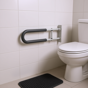 Barre d'appui WC en U de 23,8 pouces, antidérapante, pliable, murale, pour personnes âgées, handicapées, enceintes - Product Image 2