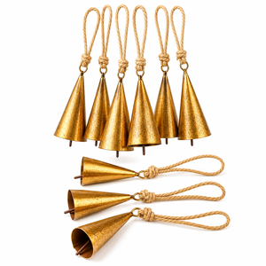 Campanas Pequeñas Cónicas Abiertas de Metal con Diseño Vintage Personalizado para Campanas de Viento de Pared Navideñas, Novedad en Personalización Navideña - Product Image 1