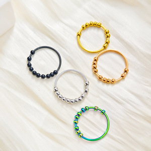 Anillos Giratorios con Cuentas Redondas, Modelos Populares, Anti-Ansiedad, Descompresión, Personalidad Creativa, Anillo para Mujer, Venta al por Mayor de Fábrica - Product Image 4