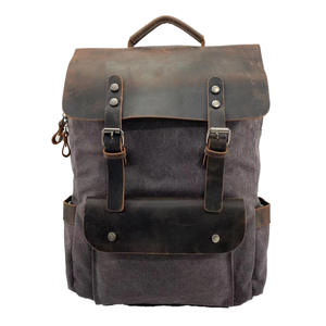 Sac à dos de travail rétro américain, sac à dos de voyage multifonctionnel en toile à blocs de couleur poivre et <span class=keywords><strong>sel</strong></span>, couleur unie B0127 - Product Image 4