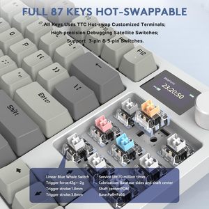 Tấn Công Cá Mập Rk86 RGB Triple <span class=keywords><strong>Mod</strong></span> Hot Swappable 87-Key Chơi Game Cơ Khí Bàn Phím Chiếu Sản Phẩm Mới - Product Image 2