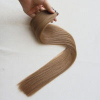 Extensiones de Cabello Profesionales de 20 Pulgadas, 50g, Cabello Humano Virgen Real, Genius Wefts, Balayage Marrón Chocolate