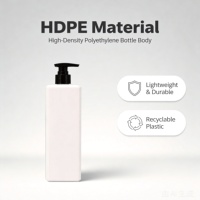 Bouteille carrée en PEHD 150ml 300ml 450ml noire avec pompe à lotion, emballage pour shampoing, couleurs personnalisées pour gel douche et lavant corporel, vente en gros