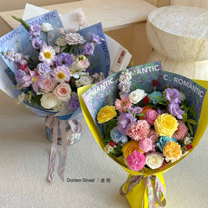 Youye XS XS-115 Wasserfestes, mit Virgin-Harz beschichtetes, doppelseitig bedrucktes Geschenkpapier 50x35cm Romantischer Blumenstrauß Ölgemälde - Product Image 4