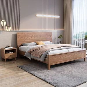 Dazhang Jiaju Solid Wood Ash <b>Bed</b> 1.8m <b>Double</b> Storage <b>Bed</b> Modern Minimalist Bedroom Furniture - Product Image 2