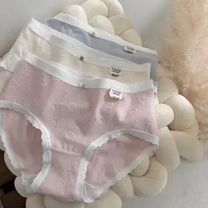 Ropa interior de mujer con relieve 3D antibacteriano de algodón puro de grado 5AA en Japón pantalones triangulares cómodos de color caramelo para niñas