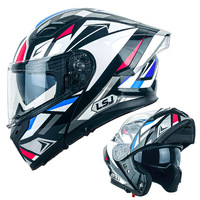 Casque de moto ABS à visière relevable avec double visière, certifié DOT et 3C, avec emplacement pour casque audio, idéal pour le dropshipping