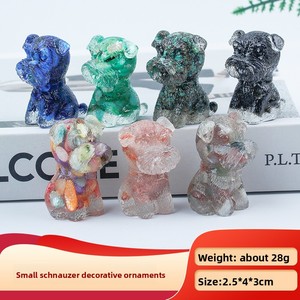 Figura Decorativa <span class=keywords><strong>de</strong></span> Perro Cachorro <span class=keywords><strong>de</strong></span> Resina con Grava <span class=keywords><strong>de</strong></span> Cristal, Amatista y Citrino para Decoración del Hogar, Venta al por Mayor - Product Image 1