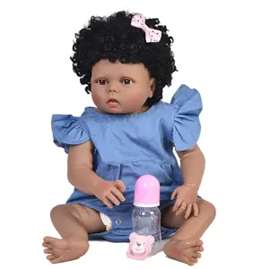 ตุ๊กตาเด็กแรกเกิดขนาด23นิ้วตุ๊กตาทารกแรกเกิดแอฟริกันอเมริกัน