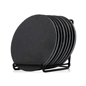 Toptan 8 adet doğal yuvarlak kare kayrak bardak çelik tutucu ile bir Set masa kullanımı için - Product Image 6