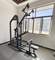 Machine à pulldown dorsal à charge libre, série à trois rails, poignée rotative, coussin de bras et de cuisse à 8 positions, 5 niveaux de résistance, en acier inoxydable