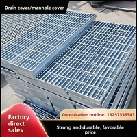 Grille en acier galvanisé à chaud, panneau de couverture de canal de drainage, panneau de marche d'escalier, panneau de grille en maille galvanisée
