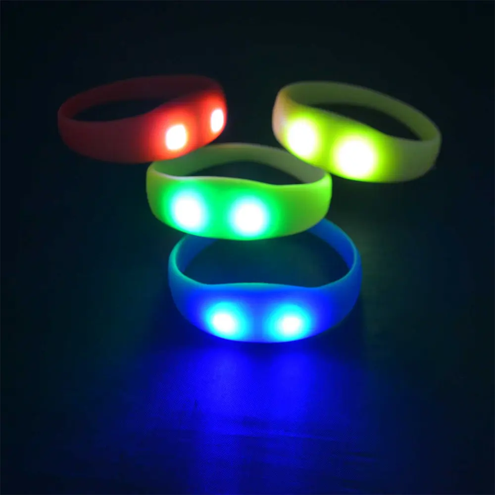 Pulseras de silicona LED iluminadas con logotipo personalizado para fiesta