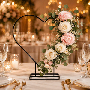 Support de fleurs en métal en forme de cœur pour centre de table de mariage, décoration de table, support d'arche de roses DIY pour fête - Product Image 1