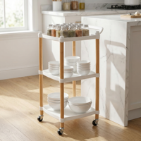 Chariot de rangement à roulettes blanc grainé, chariot utilitaire pour salon et chambre