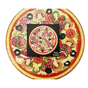 Fabricante al por mayor redondo <span class=keywords><strong>Pizza</strong></span> rompecabezas niños divertidos juguetes educativos papel cartón rompecabezas para la decoración del hogar - Product Image 5