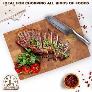 เขียงไม้หนา แข็งแรง ทนทาน ทำด้วยมือ สำหรับเตรียมอาหารในครัว พื้นผิวเรียบ ไม่มีรอยแตก - Product Image 4