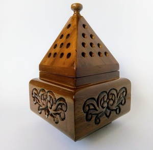 Handcrafted Wood Mother of Pearl <b>Bakhoor</b> Burner |Arabic <b>Oud</b> Incense Mubkhar Burner for Home Fragrance,Ramadan Decoration & Gift - Product Image 1