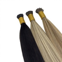 Extensions de cheveux I-Tip à double trame en kératine pour la vente en gros, 100 % cheveux humains bruts européens