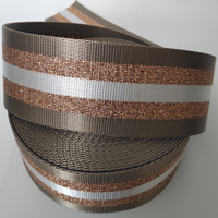 Liman Hot Sale Customized Colorful Glitter Metallic Yarn Woven Polyester Webbing (Nylon Look) High Tenacity Sustainable 1 1/2"