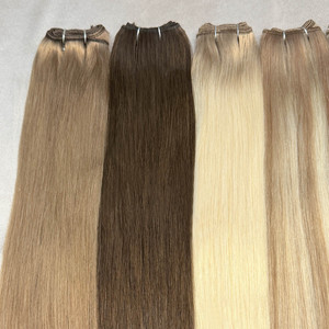 <b>Top</b> Grade Raw Virgin Slavic Human Hair Weft Double Drawn European Weft Hair Extensions Wholesale Bayalage Color Silk Straight - Product Image 5