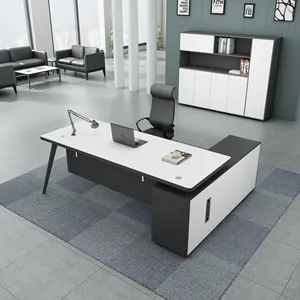 LBZ52 모던 테이블 국 오피스 가구 L자형 mdf 상업용 가구 관리자 화이트 경영진 사무실 목제 책상