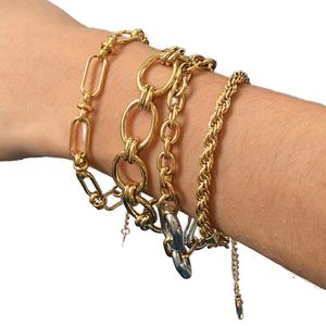 Wholesale Fashion Bracelet Anti-Tarnish Gold Plated Waterproof Stainless Steel Mixed <b>Chain</b> Bracelets PVD Jewelry for Women - Product Image 1