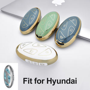 Forma ovalada mini borde dorado suave TPU plástico para <span class=keywords><strong>Hyundai</strong></span> <span class=keywords><strong>Kona</strong></span> 2024 funda para llavero 5 7 botón - Product Image 4