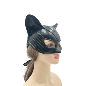 Máscara de <span class=keywords><strong>Catwoman</strong></span> de media cara, accesorio de disfraz para cosplay de fiesta de Halloween, máscara negra sexy con orejas de gato - Product Image 2