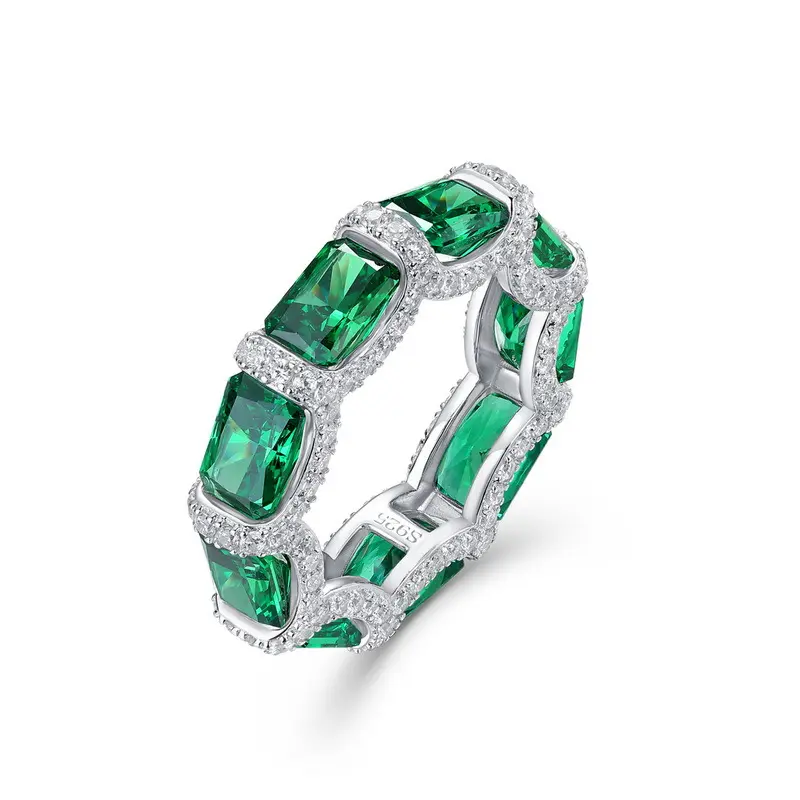 Kim Cương Nhẫn Đồ Trang Sức Tốt 925 Sterling Silver Emerald Carbon Cao Thời Trang Châu Phi Sang Trọng Ấn Độ Cho Phụ Nữ Hợp Thời Trang Vuông 2 Miếng