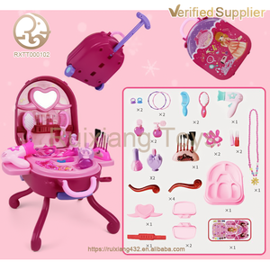 Grosir 2 warna berpura-pura kecantikan bermain Set mainan portabel Alloy koper dengan meja rias untuk anak-anak Unisex kotak plastik mainan anak perempuan - Product Image 6