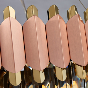 Lampadario Moderno 2022 in Ferro Oro Rosa con Cristalli Rosa, Lampade Decorative per Soggiorno, Illuminazione LED, Lampadario in Cristallo - Product Image 5