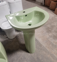 Sud-américains vert Sanitarios Inodoro articles sanitaires cuvette de toilette piédestal bassin évier salle de bain une pièce en céramique Wc ensemble de toilette