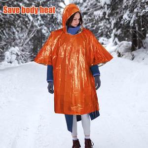 Poncho de survie thermique imperméable durable - Couverture portable pliable en PE Mylar et feuille d'aluminium pour premiers secours et pluie, avec pochette - Product Image 3