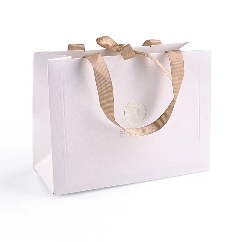 Sacs en papier kraft rose de luxe personnalisé noir blanc pour Noël petit mini cadeau avec votre propre logo imprimé de haute qualité moins cher