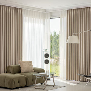 Rideau occultant Zhishang personnalisable, couleur unie, style moderne et épuré, crème, pour maison, hôtel, chambre à coucher - Product Image 1